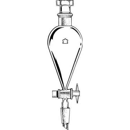 Corning Pyrex 6411 separatory funnel with PTFE stopcock and 24/40 joint